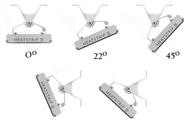 Schéma d'articulation des supports de montage mural et plafond du Heatstrip Design 3200