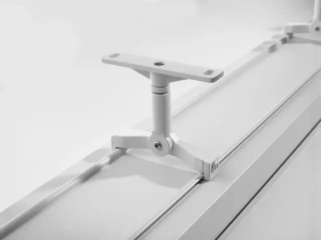 Schéma d'articulation des supports de montage mural et plafond du radiateur HEATSTRIP