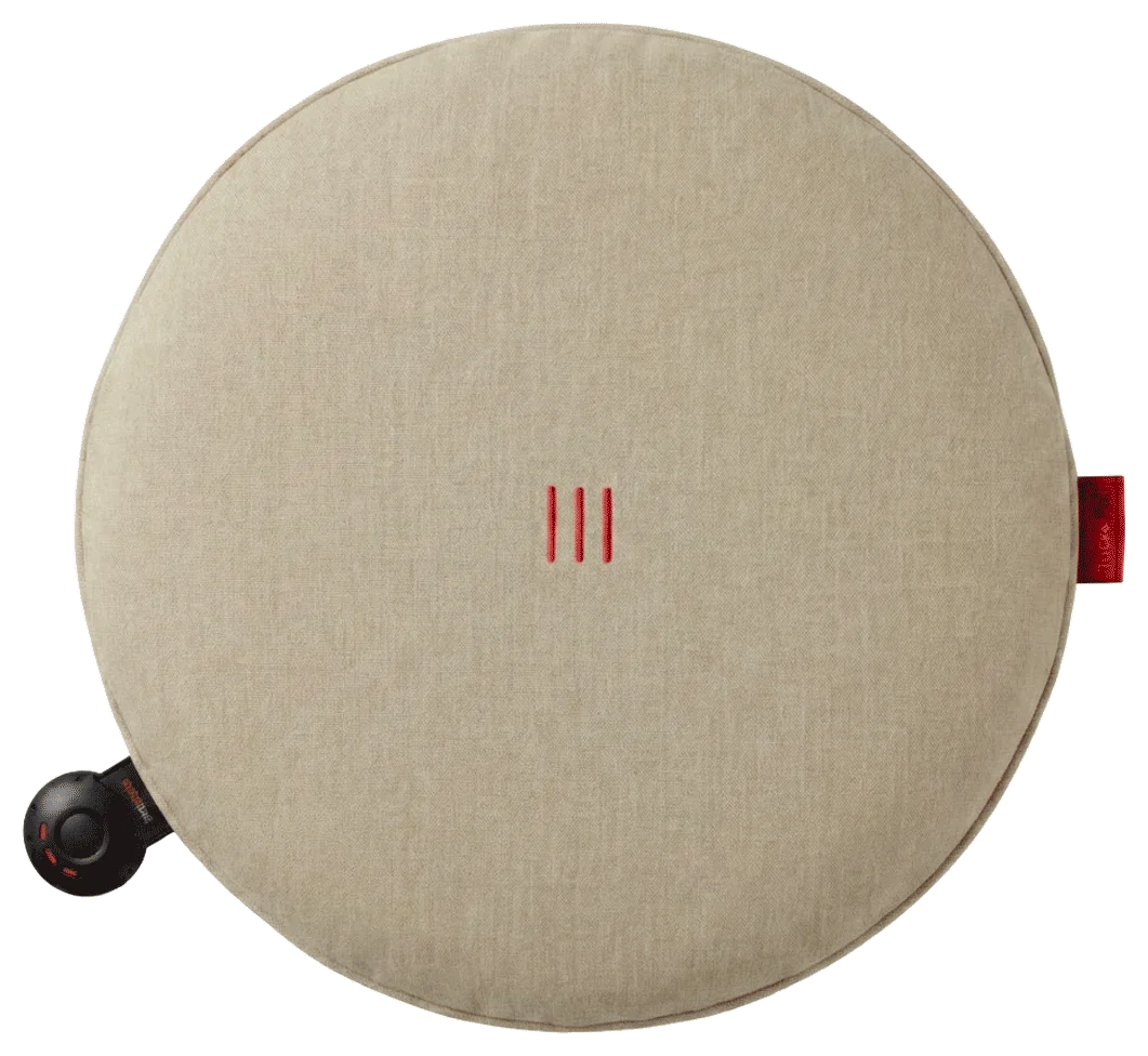 Coussin chauffant Heatme SMART rond Ø40 – Sable Photo du Coussin chauffant Heatme SMART pour terrasse extérieure