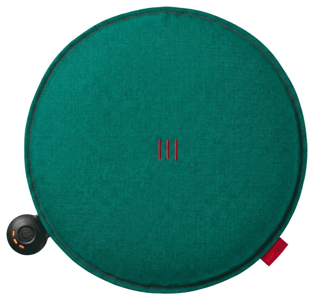 Coussin chauffant Heatme SMART rond Ø40 – Lierre Photo du Coussin chauffant Heatme SMART pour terrasse extérieure