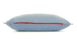 Coussin chauffant heatme HOME — bleu ciel — détail de la fermeture zippée